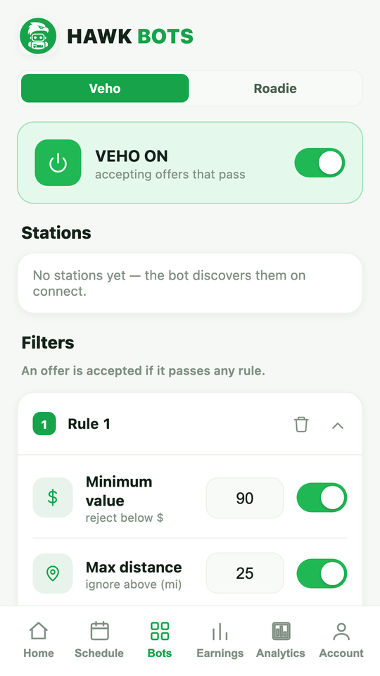 Bot switched on