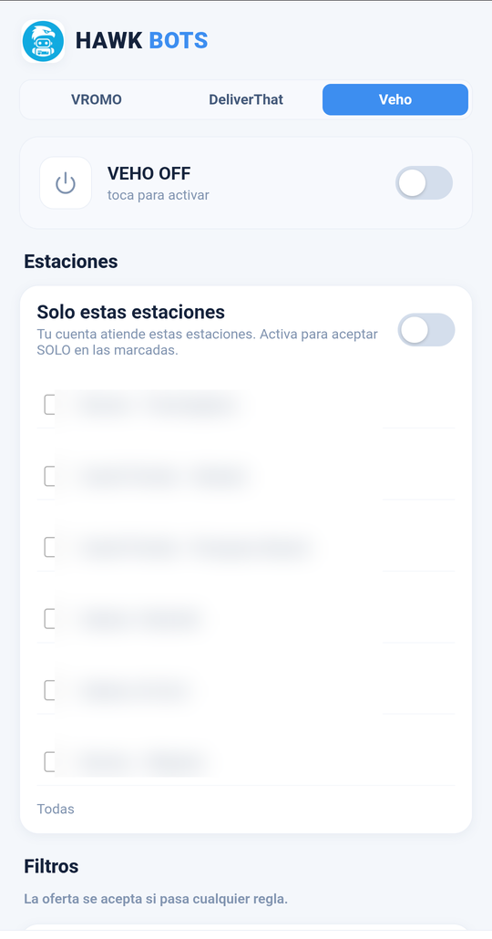 Estaciones y reglas