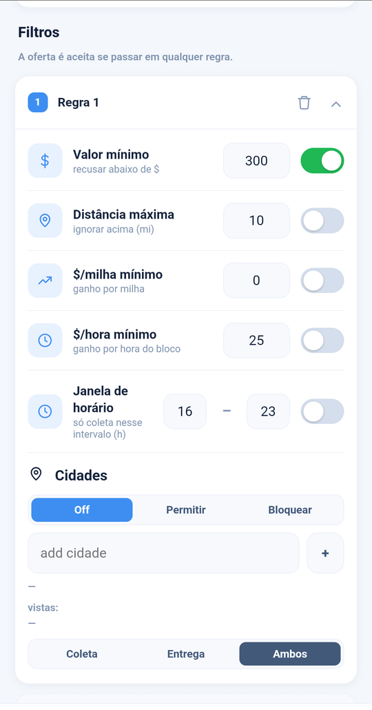 Estações e regras